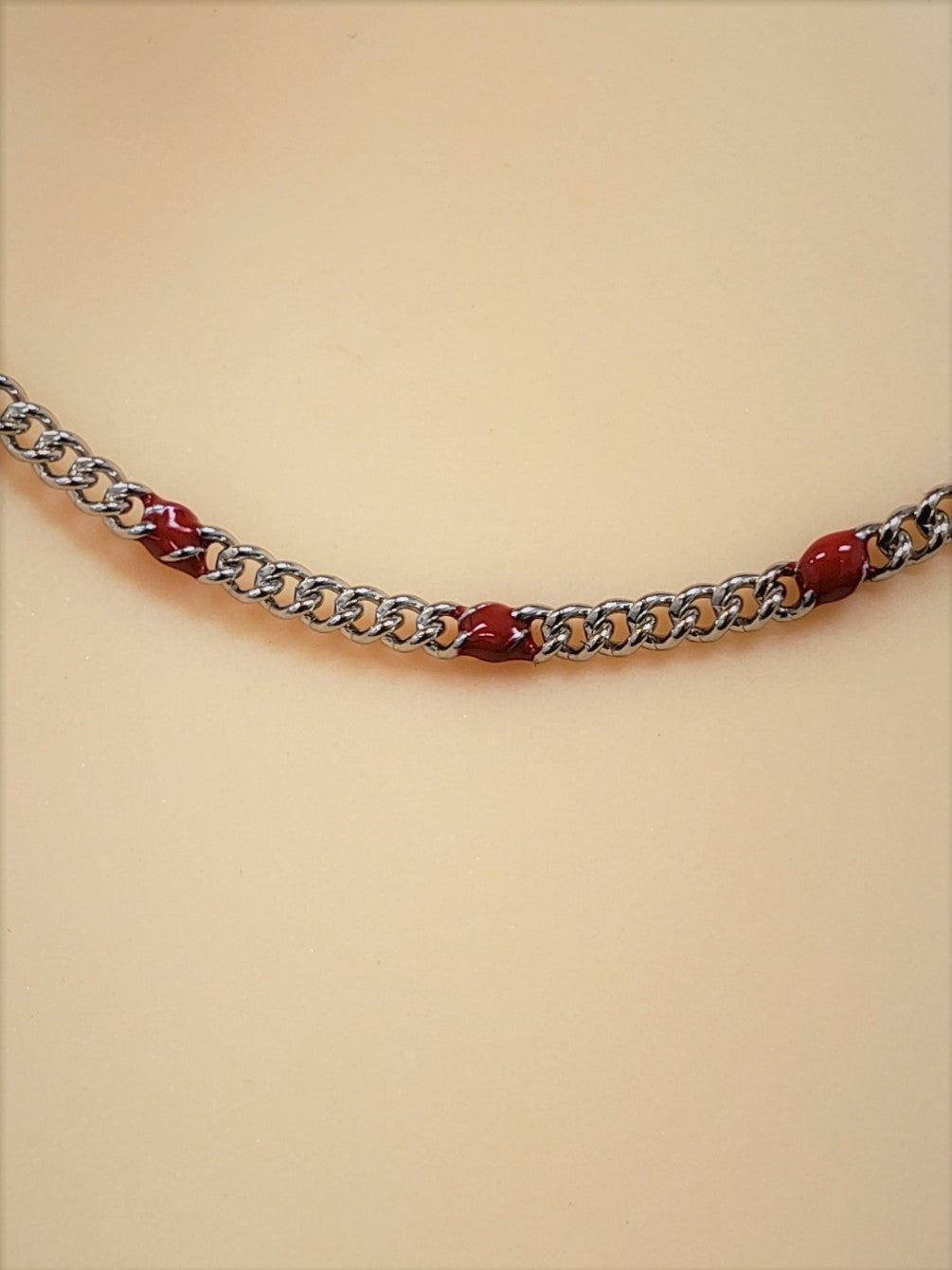 Stainless steel double necklace with enamel - SN105