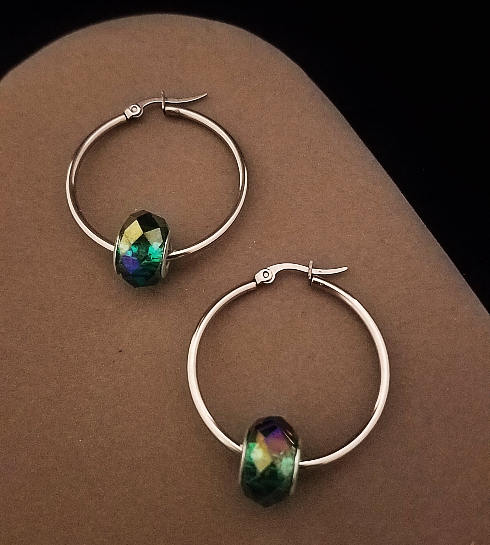 Stainless Steel necklace and hoop earrings set - SN034