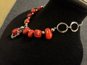 Necklace -red coral stone - SN074