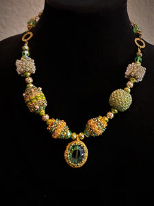 Beaded bead necklace and earrings set - SN075
