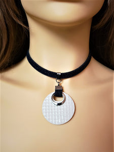 Necklace and earrings set - denim and ceramic - CHN007