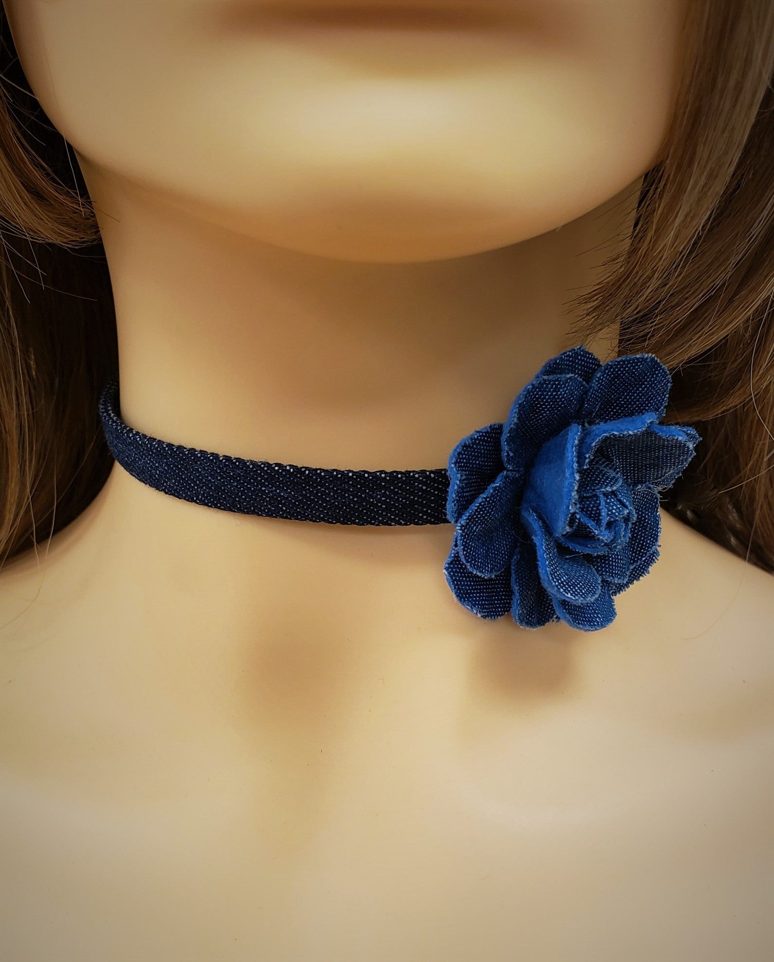 Denim flower choker - CHN13