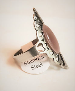 Stainless steel ring with cat's eye - RNG021