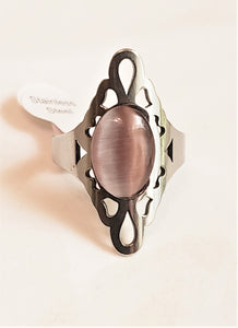 Stainless steel ring with cat's eye - RNG022