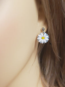 Short necklace and earrings set -  Denim flower - SN082