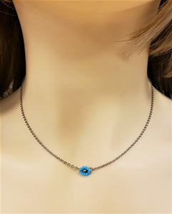 Stainless steel necklace with glass beads flower - SN100