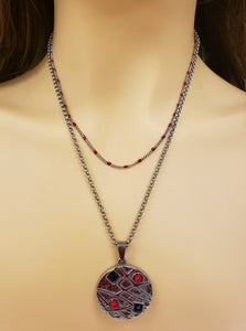 Stainless steel double necklace with enamel - SN105