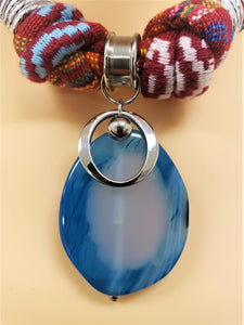 Cord necklace with agate pendant - SN109
