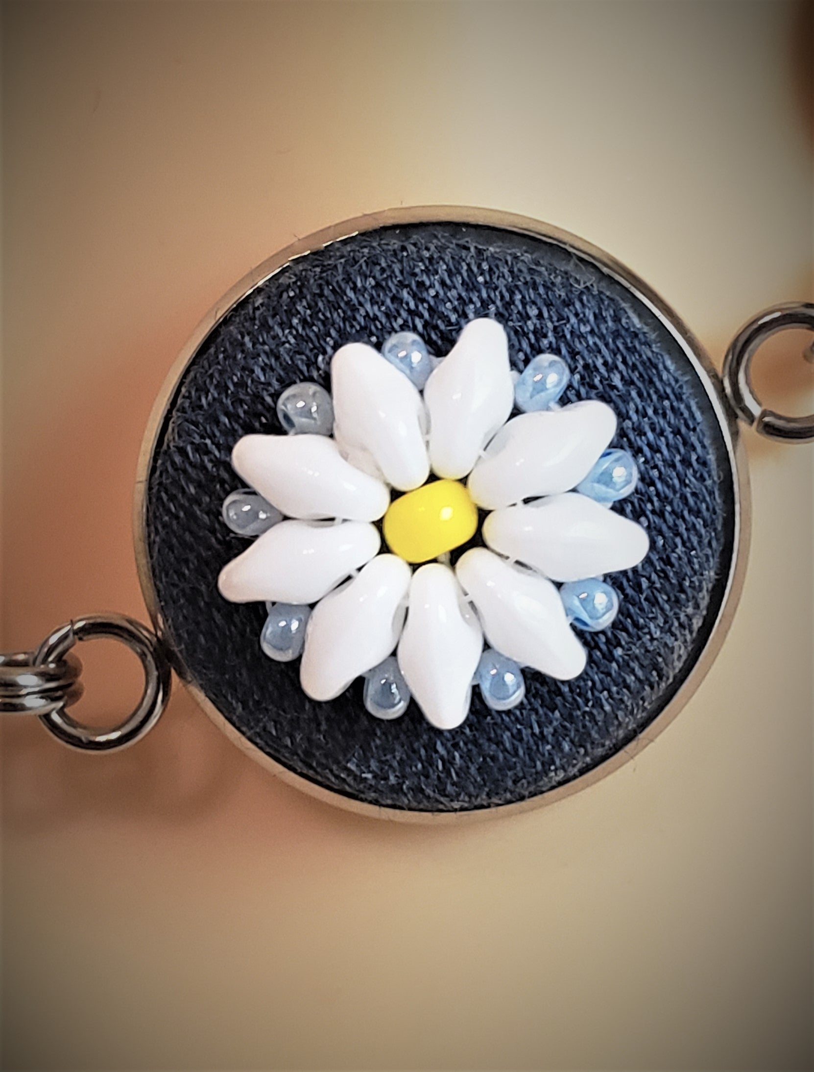 Short necklace and earrings set -  Denim flower - SN084